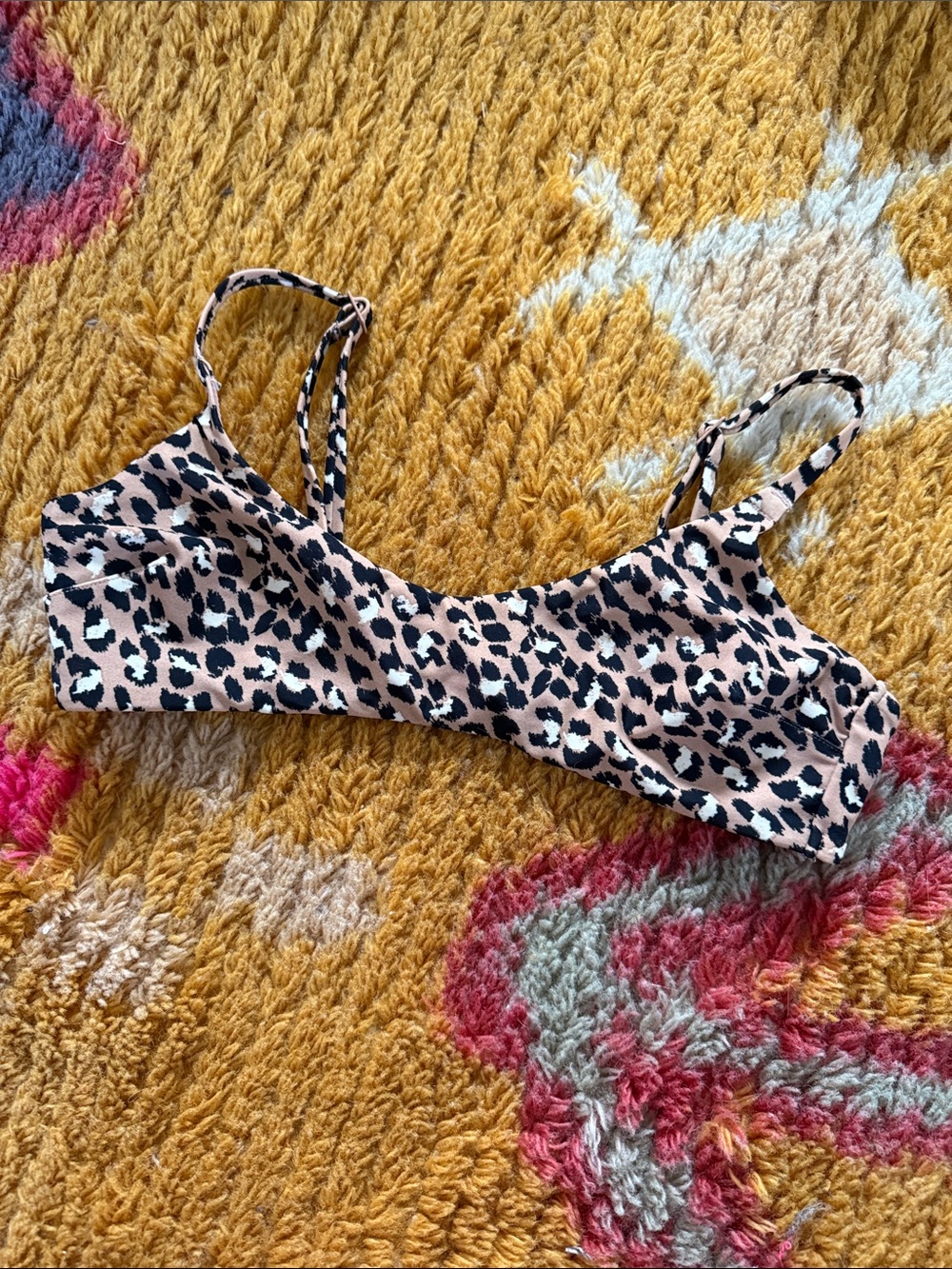 Aerie scoop neck cheetah leopard bikini top swim
